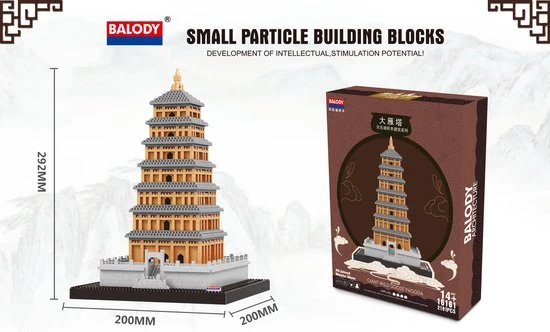 Balody Da-Yan Toren - China - Architectuur / Gebouwen - Nanoblocks / Miniblocks - Bouwset / 3D Puzzel - 2191 Bouwsteentjes 3 Balody Da-Yan Toren - China - Architectuur / Gebouwen - Nanoblocks / Miniblocks - Bouwset / 3D Puzzel - 2191 Bouwsteentjes - Afbeelding 3