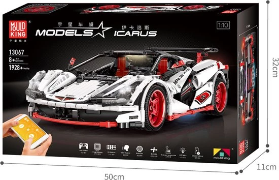 Mould King 13067 Icarus Supercar (RC) - Supercar - Compatible Met De Bekende Merken - Motoren, Accu, Afstandsbediening - Bouwset, Constructieset - 1928 Onderdelen - Mouldking 12 Mould King 13067 Icarus Supercar (RC) - Supercar - Compatible Met De Bekende Merken - Motoren, Accu, Afstandsbediening - Bouwset, Constructieset - 1928 Onderdelen - Mouldking - Afbeelding 12
