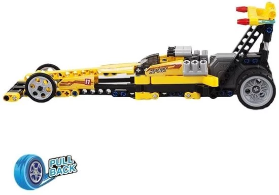 Merkloos Bouwset - Pull Back Drag Race Auto - Technische Bouwpakket 2 Merkloos Bouwset - Pull Back Drag Race Auto - Technische Bouwpakket - Afbeelding 2