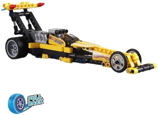Merkloos Bouwset - Pull Back Drag Race Auto - Technische Bouwpakket 1 Merkloos Bouwset - Pull Back Drag Race Auto - Technische Bouwpakket