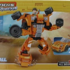 Toi Toys BV Block Robocars Race Car + Robot 2-in-1 Oranje