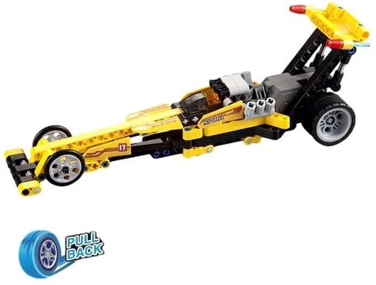 Merkloos Bouwset - Pull Back Drag Race Auto - Technische Bouwpakket 3 Merkloos Bouwset - Pull Back Drag Race Auto - Technische Bouwpakket - Afbeelding 3