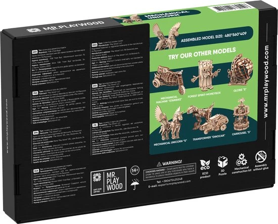 Mr. PlayWood Bouwpakket Eenhoorn Klein Mechanisch- Hout 15 Mr. PlayWood Bouwpakket Eenhoorn Klein Mechanisch- Hout - Afbeelding 15