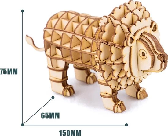 Robotime Modern 3D Houten Puzzel Leeuw 3 Robotime Modern 3D Houten Puzzel Leeuw - Afbeelding 3