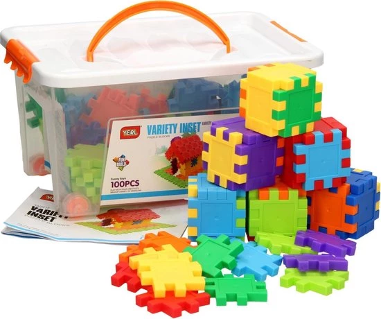 Thim Toys Bouwvormen Vierkant In Opbergbox, 100dlg. 1 Thim Toys Bouwvormen Vierkant In Opbergbox, 100dlg.