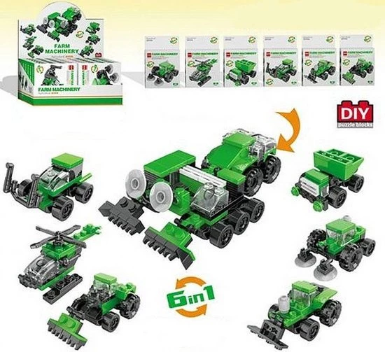 Lg-imports Bouwpakket 6 In 1 Vrachtwagen Maaier Shovel Helikopter Heftruck Loader Groen 6 Verschillende 1 Lg-imports Bouwpakket 6 In 1 Vrachtwagen Maaier Shovel Helikopter Heftruck Loader Groen 6 Verschillende