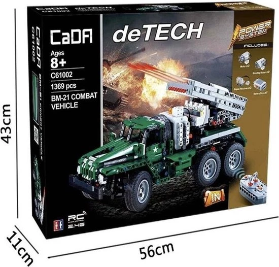 CaDa C61002W - BM-21 Grad Rocket Launcher/Ural 4320 Supply Truck - 2in1 Model - Compatibel Met Grote Merken 3 CaDa C61002W - BM-21 Grad Rocket Launcher/Ural 4320 Supply Truck - 2in1 Model - Compatibel Met Grote Merken - Afbeelding 3