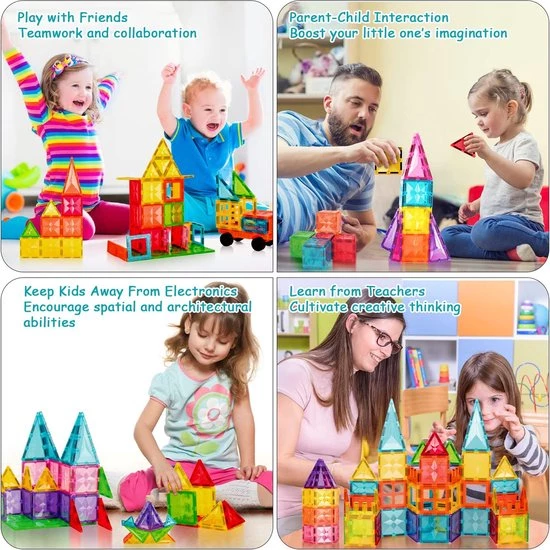 VegCow - Magnetisch Speelgoed - Magnetische Bouwstenen - Tegels - 100 Stuks - Montessori - Magnetic Tiles 4 VegCow - Magnetisch Speelgoed - Magnetische Bouwstenen - Tegels - 100 Stuks - Montessori - Magnetic Tiles - Afbeelding 4