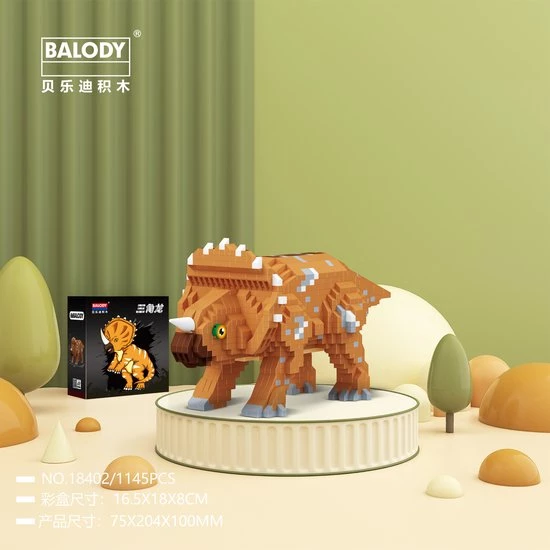 Balody Triceratops - Dinosaurus - Nanoblocks / Miniblocks - Bouwset / 3D Puzzel - 1145 Bouwsteentjes 1 Balody Triceratops - Dinosaurus - Nanoblocks / Miniblocks - Bouwset / 3D Puzzel - 1145 Bouwsteentjes