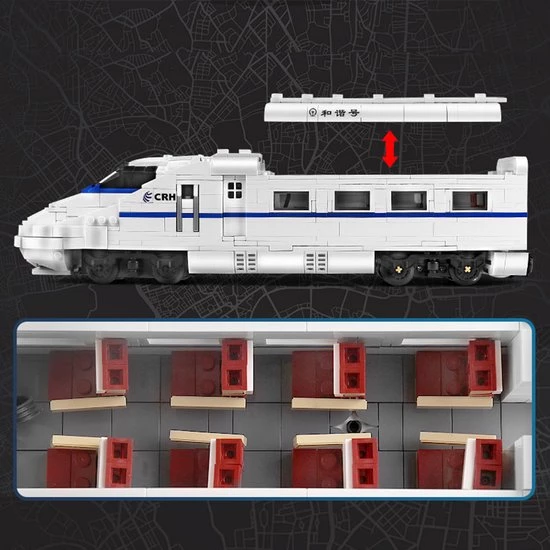 DW4Trading Crh2 High Speed Trein - Draadloos Bestuurbaar - 1808 Stukjes - Compatibel Met Grote Merken 5 DW4Trading Crh2 High Speed Trein - Draadloos Bestuurbaar - 1808 Stukjes - Compatibel Met Grote Merken - Afbeelding 5