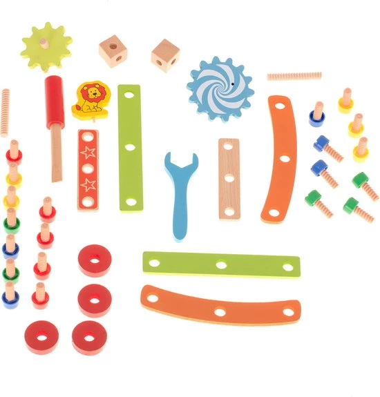 Merkloos Constructiespeelgoed Workshop - Speelgoedgereedschapsset - Houten Bouwset - 49 Stuks 4 Merkloos Constructiespeelgoed Workshop - Speelgoedgereedschapsset - Houten Bouwset - 49 Stuks - Afbeelding 4