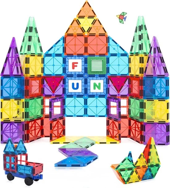 VegCow - Magnetisch Speelgoed - Magnetische Bouwstenen - Tegels - 100 Stuks - Montessori - Magnetic Tiles 1 VegCow - Magnetisch Speelgoed - Magnetische Bouwstenen - Tegels - 100 Stuks - Montessori - Magnetic Tiles