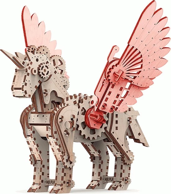Mr. PlayWood Bouwpakket Eenhoorn Klein Mechanisch- Hout 6 Mr. PlayWood Bouwpakket Eenhoorn Klein Mechanisch- Hout - Afbeelding 6