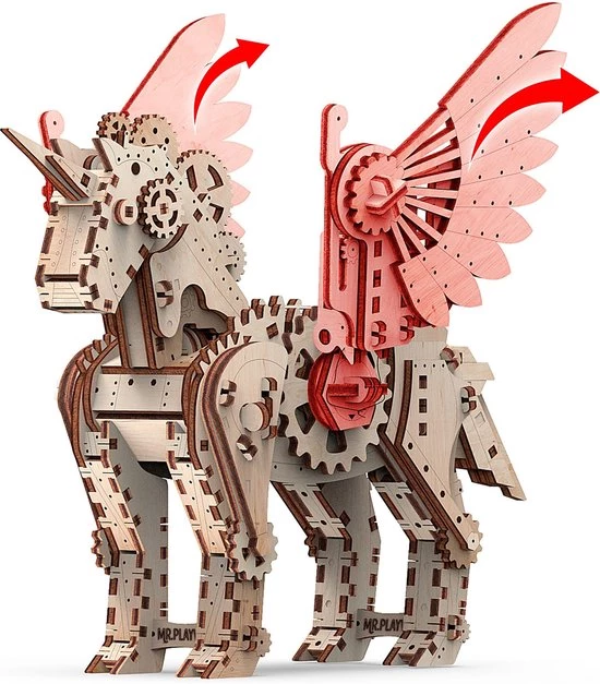 Mr. PlayWood Bouwpakket Eenhoorn Klein Mechanisch- Hout 13 Mr. PlayWood Bouwpakket Eenhoorn Klein Mechanisch- Hout - Afbeelding 13