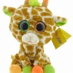 Merkloos Giraffe Zittend Glitterogen 23cm
