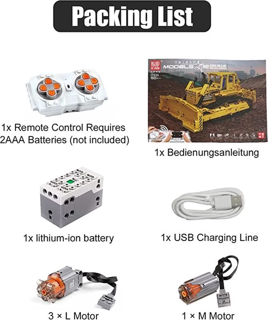 DW4Trading Bulldozer - 4 Motoren Draadloos - 1002 Stukjes - Compatibel Met Grote Merken 4 DW4Trading Bulldozer - 4 Motoren Draadloos - 1002 Stukjes - Compatibel Met Grote Merken - Afbeelding 4