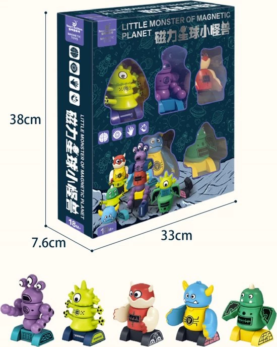 Smart Builders Ruimte Monster Speelgoed 5-in-1 Set - Magnetische Bouwset - 1.5-5 Jaar Jongens Meisjes 2 Smart Builders Ruimte Monster Speelgoed 5-in-1 Set - Magnetische Bouwset - 1.5-5 Jaar Jongens Meisjes - Afbeelding 2