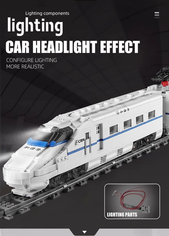 DW4Trading Crh2 High Speed Trein - Draadloos Bestuurbaar - 1808 Stukjes - Compatibel Met Grote Merken 6 DW4Trading Crh2 High Speed Trein - Draadloos Bestuurbaar - 1808 Stukjes - Compatibel Met Grote Merken - Afbeelding 6